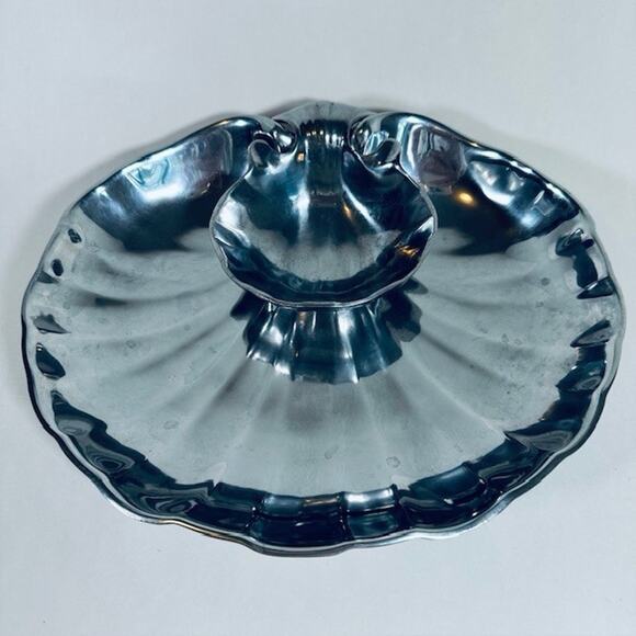 Wilton Armetale 2 Piece Hors D'Oeuvre/Sauce Server Scallop Handle Hollowware - Picture 1 of 15